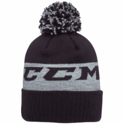 CCM Team Fleece Pom Knit Black Beanie
