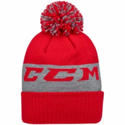 CCM Team Fleece Pom Knit Red Beanie